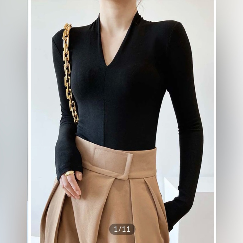 Commense Solid Long Sleeve Knit Top NWT